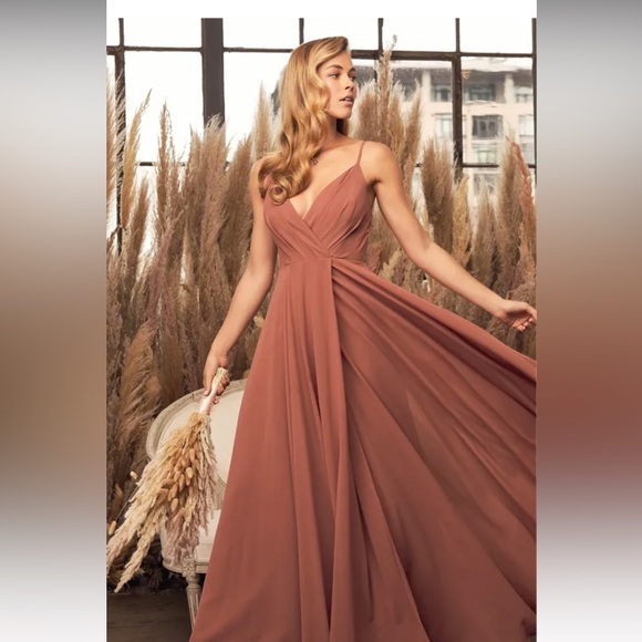 Lulus - All About Love Rusty Rose Maxi Dress Size L - Picture 2 of 9